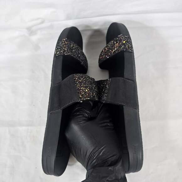 Reef Glitter Slides Sandals Women Size 10 Black Slip-On Strappy Beach Resortwear - Picture 8 of 10